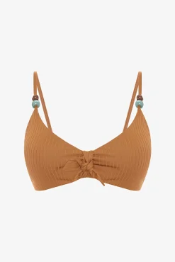 Top de bikini triangular camel