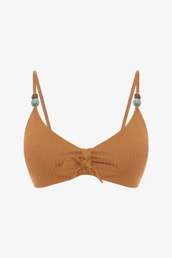 Top de bikini triangular camel
