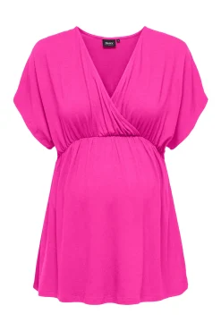 Top fluido manga murciélago cuello pico maternity