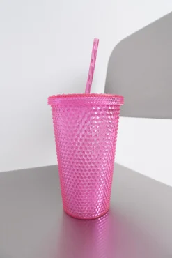 Vaso plástico cañita integrada vino