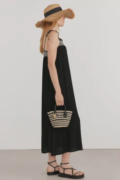 Vestido caftán fluido detalle engomado