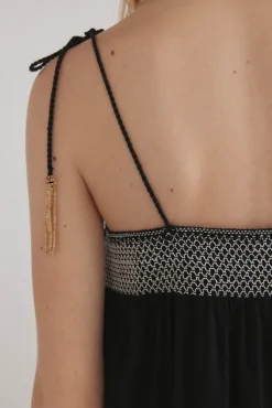 Vestido caftán fluido detalle engomado