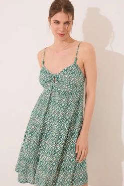 Vestido corto estampado geométrico