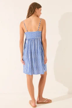 Vestido corto rayas azul