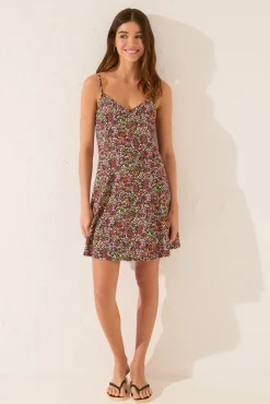 Vestido corto viscosa miniflores