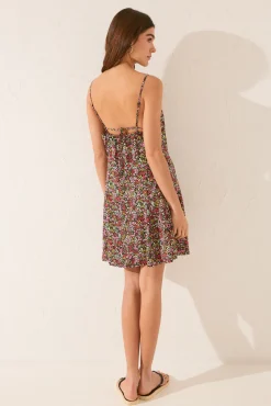 Vestido corto viscosa miniflores