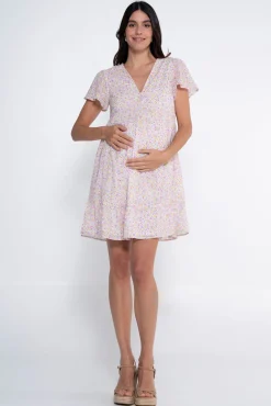 Vestido lactancia estampado con botones