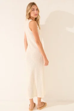Vestido largo crochet blanco