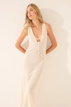 Vestido largo crochet blanco