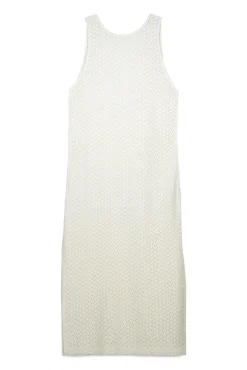 Vestido largo crochet crudo