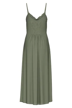 Vestido largo de tirantes con escote en pico
