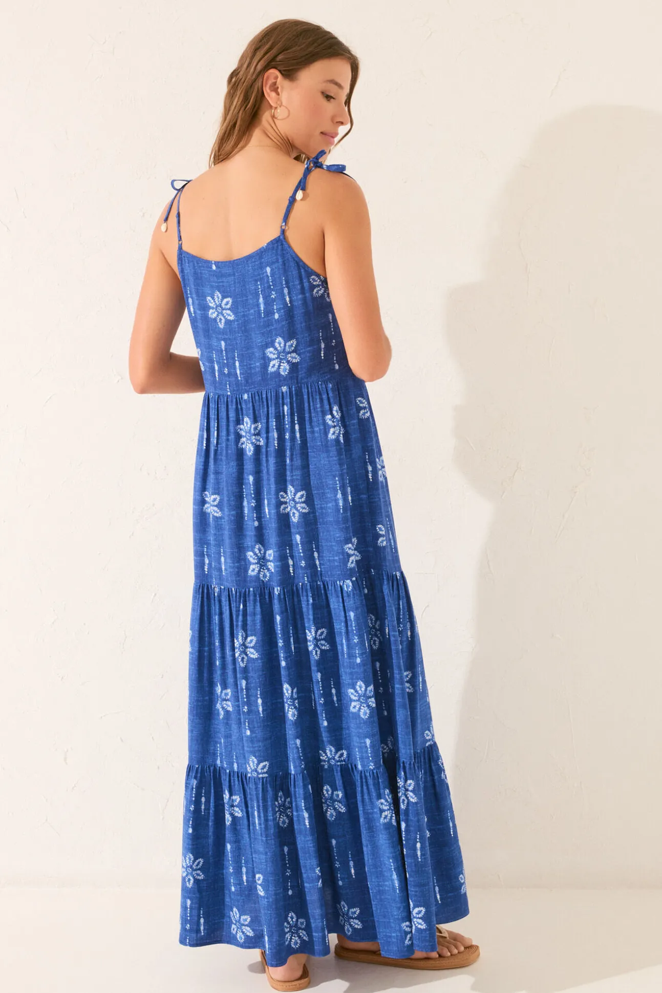 Vestido largo floral azul