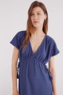 Vestido midi bordado suizo circular