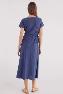 Vestido midi bordado suizo circular