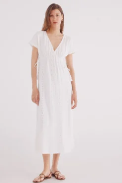 Vestido midi bordado suizo circular