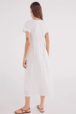 Vestido midi bordado suizo circular