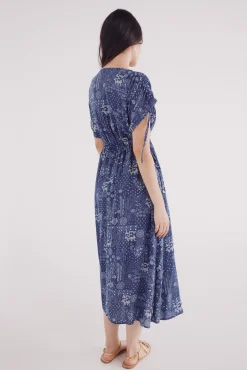 Vestido midi caftán lazos