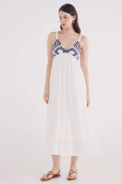 Vestido midi combinado crochet