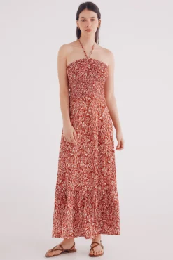 Vestido midi cuerpo nido de abeja