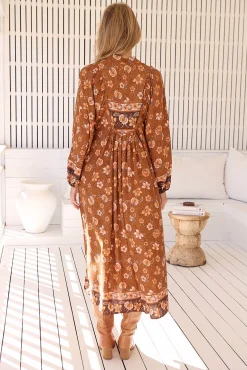 Vestido midi de manga larga Boheme