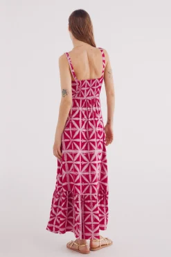 Vestido midi estampado tropical