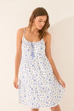 Vestido midi flores blanco