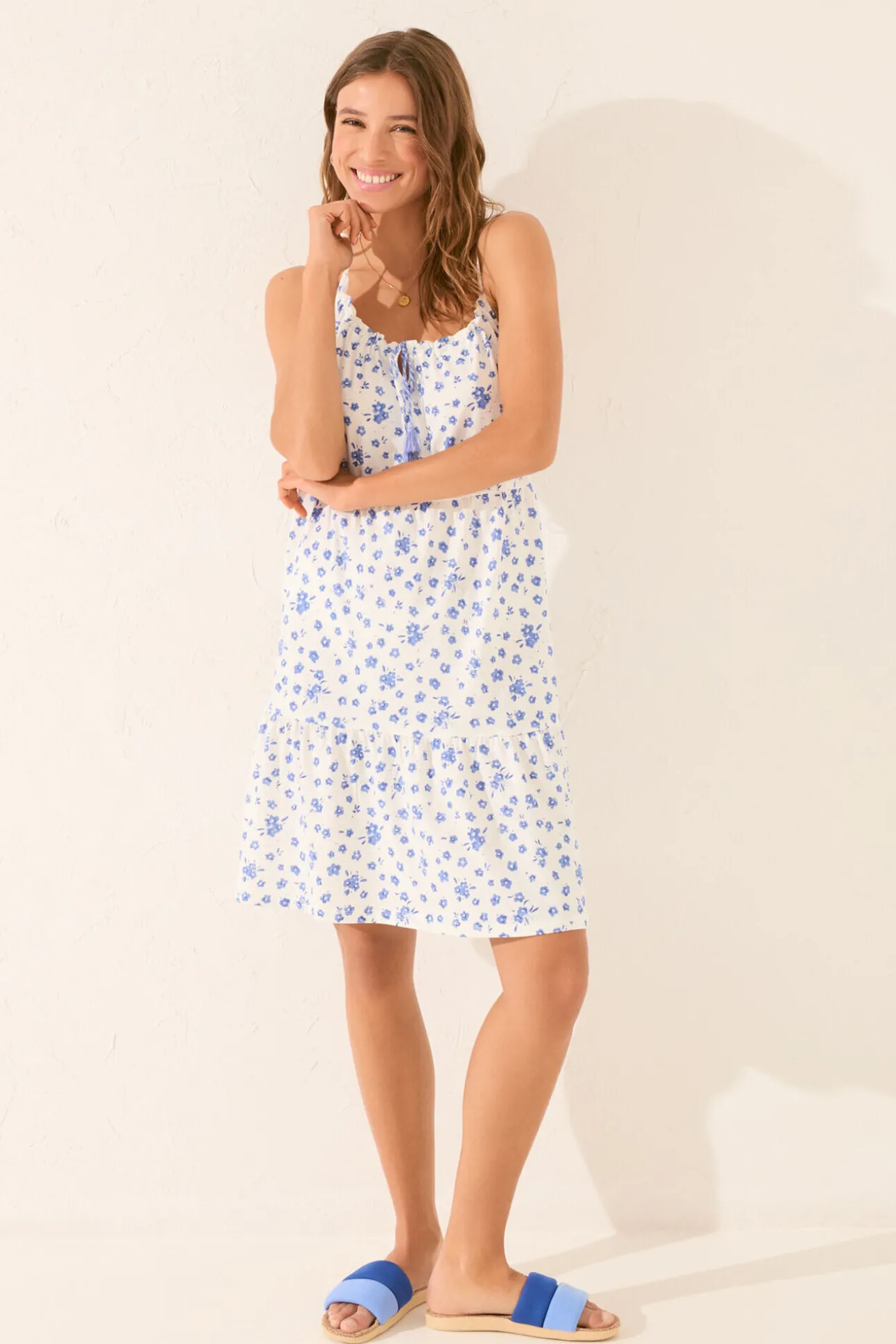 Vestido midi flores blanco