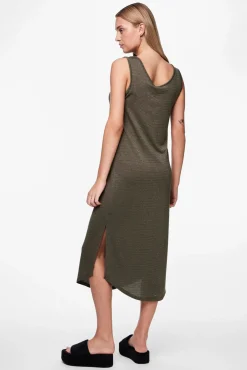 Vestido midi fluido con lurex