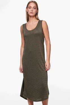 Vestido midi fluido con lurex