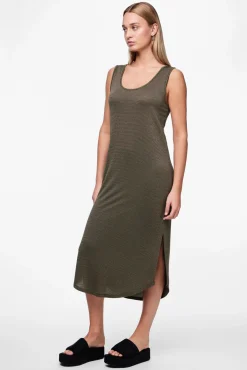 Vestido midi fluido con lurex