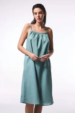 Vestido midi lino verde