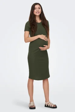 Vestido midi manga corta maternity