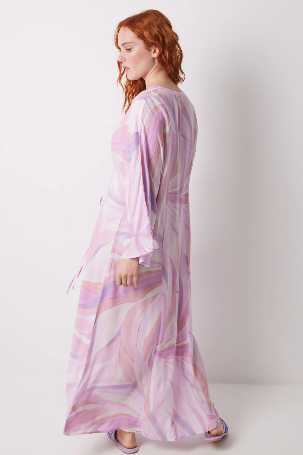 Vestido midi viscosa print geométrico