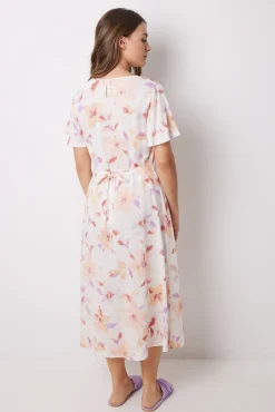 Vestido midi viscosa print flores