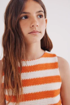 Vestido rayas crochet niña