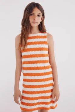 Vestido rayas crochet niña