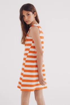 Vestido rayas crochet niña