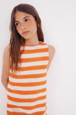 Vestido rayas crochet niña