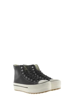 Zapatillas abotinadas de efecto piel