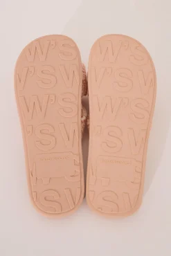 Zapatillas casa pala nudo rafia naranja melocotón