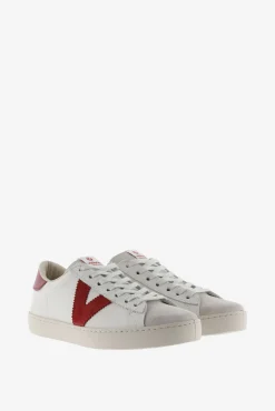 Zapatillas de piel Victoria Berlín con piezas en contraste y puntera de serraje