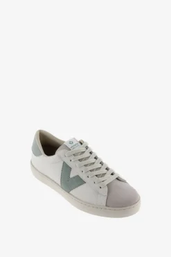 Zapatillas de piel Victoria Berlín con piezas en contraste y puntera de serraje